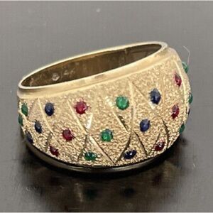 Gold Ring with Multicolored Gemstones